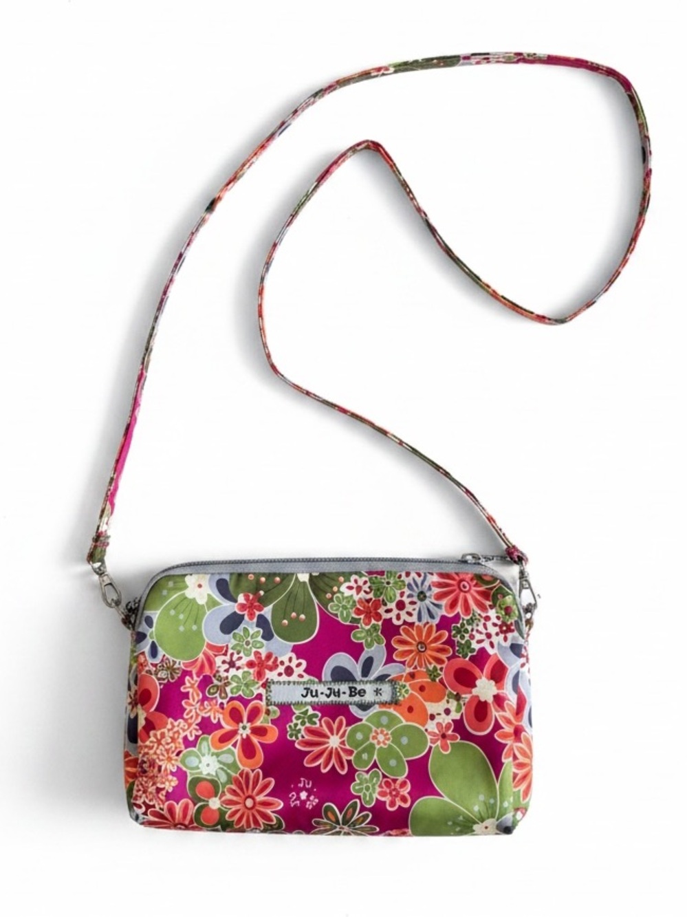 Ju-Ju-Be Crossbody Bag Pink Green Floral Removable Strap Boho Festival